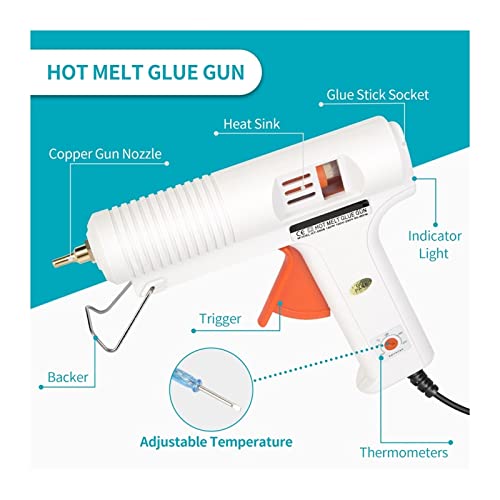 LIBODD Hot Glue Gun 150W Hot Melt Glue Gun Smart Adjustable Temperature Copper Nozzle Heater Muzzle Diameter 11mm Craft Repair Tool for DIY Arts, Crafts and Quick Repairs(White)
