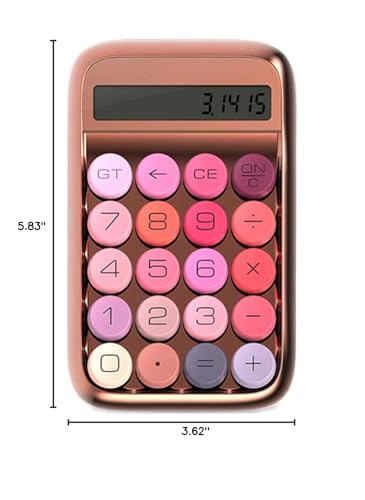 HTLNUZD Desktop Calculator 10 Digit Large LCD Display Handheld Cute Jelly Beans Mechanical Keyboard Calculator for Office, School, Home, Business (Rose Gold)