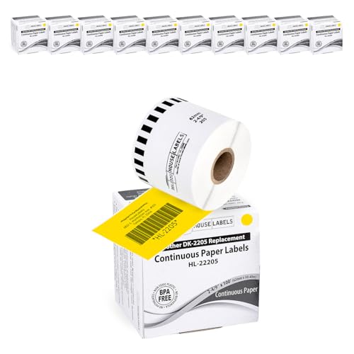 HouseLabels Compatible with Brother DK-2205, Yellow, 2-4/9" x 100'