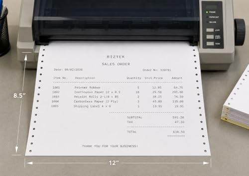 BIZTEK Continuous Computer Paper 12 x 8 1/2 Blank, White, Clean Edge 1 Part 20 lb. 92 Bright | 2700 Sheet Cartons