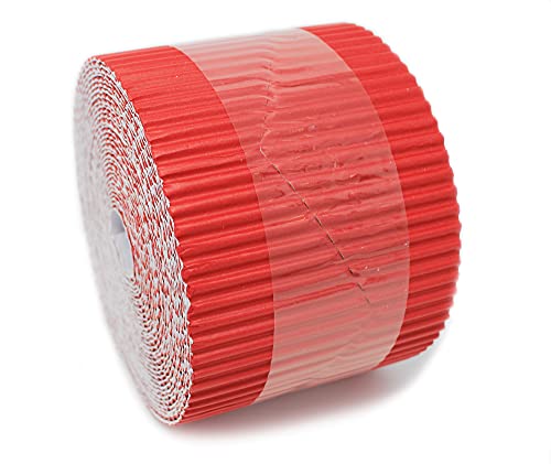 Bright Ideas Arts and Crafts Corrugated Border Rolls for School Displays 6 Pack, 6 x 10cm x 7.5m Ziz-Zag, Black, Yellow, Emerald, Red, Blue, Bright Blue