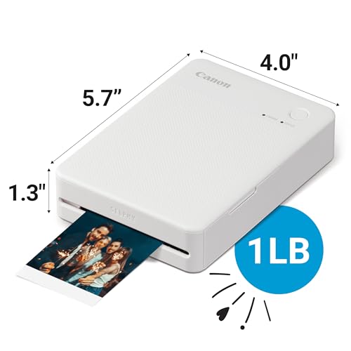 Canon SELPHY QX20 Wireless Compact Photo Printer, Dye‑Sublimation Color Printing, Prints 2.1x3.4/2.7x2.7 Card & Square Sizes, Built‑in Battery & Wi‑Fi, Portable Travel & Selfie Printer, White