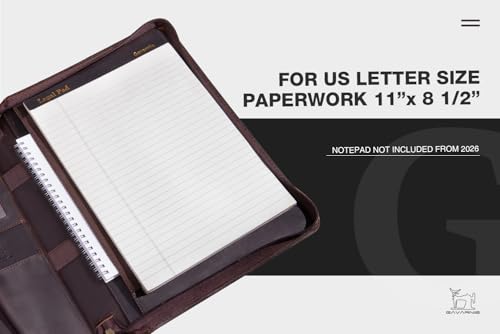 Gavarnie Personalized Leather Portfolio Padfolio for Men, Engraved Gifts for Father's Day for Husband from Wife, Customized Leather Gifts Present for Son/Dad, for Birthday, Dark Brown