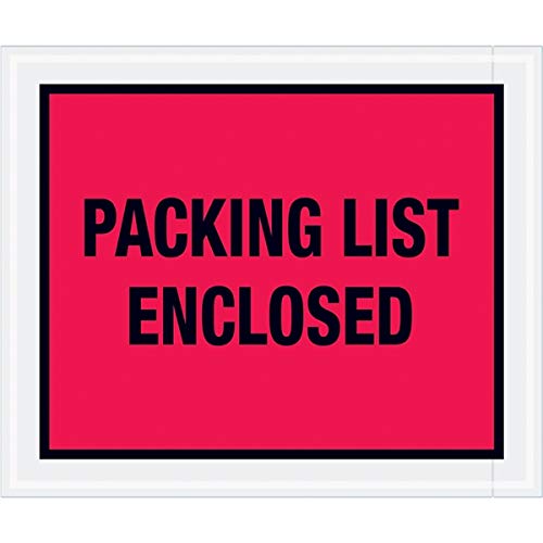 TapePlanet Packing List Enclosed Colored (Full Face) Envelopes (10" x 12" (500 Per/Case), Red)