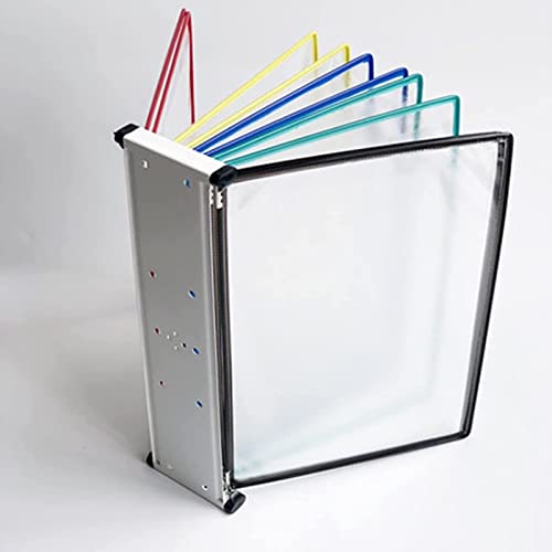 HONGKEFIT A4 Folder Wall-Mounted File Holder, Display Panel Desk Unit, Poster Flip Book Display, 10 Panels and Tabs, Perfect for Storing and Displaying A4 Documents