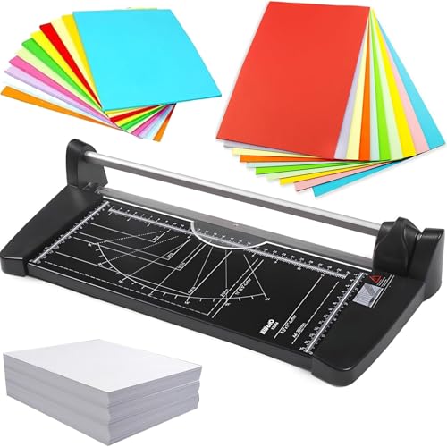 TBLOTYD Manual Paper Cutter,Metal Guillotine Paper Cutter,A2 Rotary Paper Trimmer Cutter W/Scale Lines,Cutting Width 31.8Cm-60Cm,Cut 10 Sheets for Craft Paper,A4