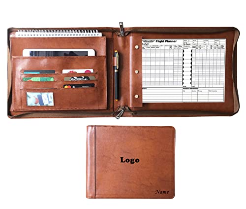 Cadderki Professional Vegan Leather Pilot Logbook, Pilot Journal for Letter Size Paper, Pilot Log Book Binder, Pilot Log Organizer, logbook Aviation Cover
