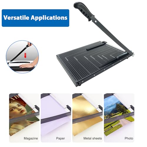 Paper Cutter Guillotine,21" B3 Paper Cutting Board,Heavy Duty Metal Base Stack Paper Trimmer with Dual Paper Guide and Blade Lock,12 Sheets Capacity,Paper Slicer Cutter for Home,Office