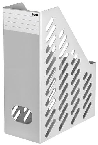 HAN 1603-11, Klassik XXL Magazine File. High-Quality, Sturdy, Stable and Stylish, with Label, Pack of 2, Light-Grey