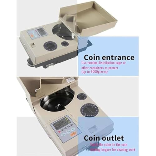 Coin Counter Sorter Machine,2000 Coins Capacity Electric Coin Sorter with LCD Screen, Coin Diameter 14mm~34mm, for Most Coins