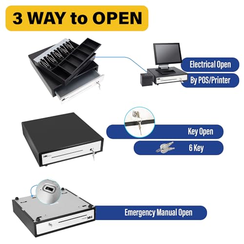 HK SYSTEMS 16" "Stainless Steel" Front Heavy Duty Black POS Cash Drawer with 5Bill/5Coin with Under Counter Mounting Metal Bracket