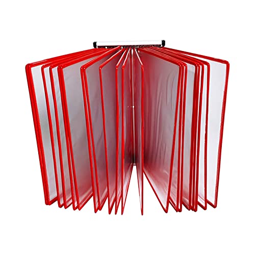 PROPFE Wall Mount Reference and Display System - Wall Mount Catalog Display Rack, Wall Mounted Reference System, with 20 Easy-Load Pockets - 40 Sheet Capacity - A4 Letter Size (Color : Red)