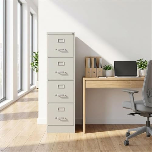 Scranton & Co 4 Drawer Metal Filing Cabinet, 22" Deep, Lockable Top Drawer, Light Gray Steel Vertical File Cabinet for Office, Fully Assembled