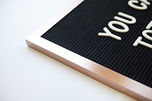 Vintage Felt Changeable Letter Board: 16 by 20 Inches Rose Gold Metal Frame with 340 ¾ Inch Helvetica White Letter Set, Mounting Hook, Construction, Plus Free Letter Bag