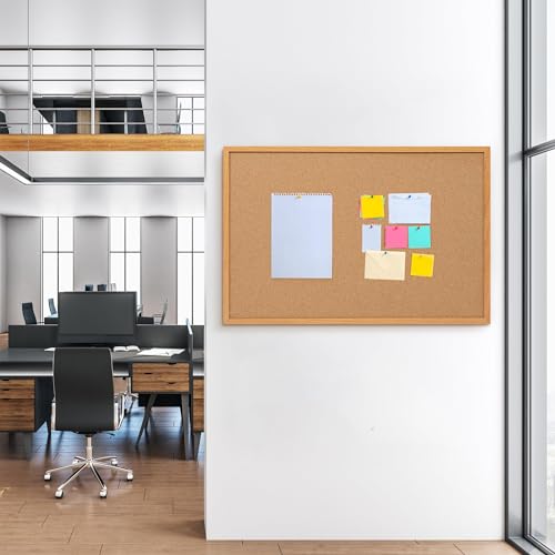 Board2by Cork Board Bulletin Board 24 x 36, Wood Framed Corkboard for Wall