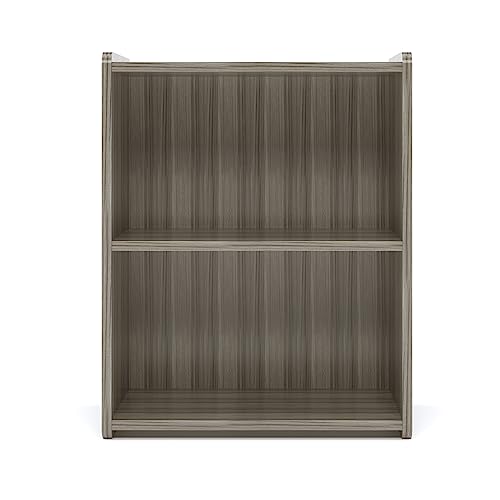 Tot Mate Single-Sided 2-Shelf Storage Cabinet for Kids and Toddlers, Free-Standing Wooden Bookshelf for Classroom, Preschool, 24" W x 30.5" H (Shadow Elm Gray, Ready-to-Assemble)