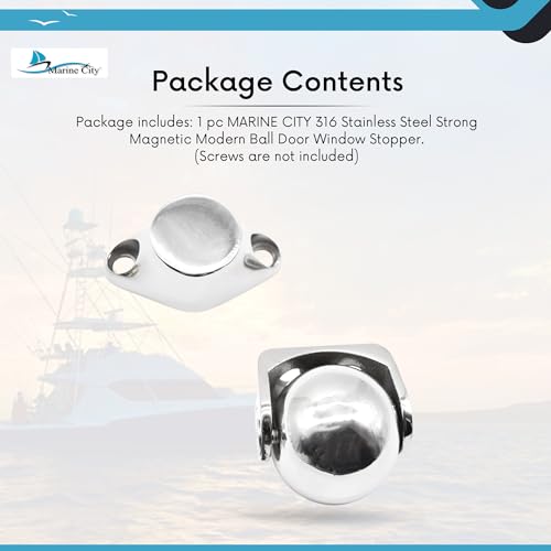 MARINE CITY 316 Stainless-Steel Gloss Finish Strong Magnetic Ball Door Stopper Soft Catch Holder Set for Boats Marine Bedroom Door Family Hardware