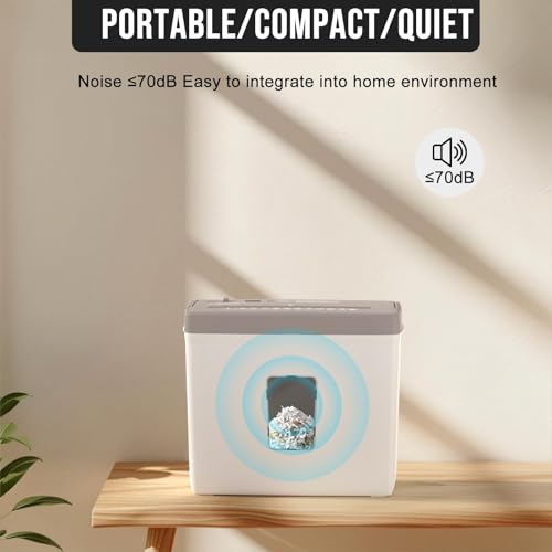 Suntiko Compact 5-Page Cross-Cut Shredder for Home Use, Brown + White