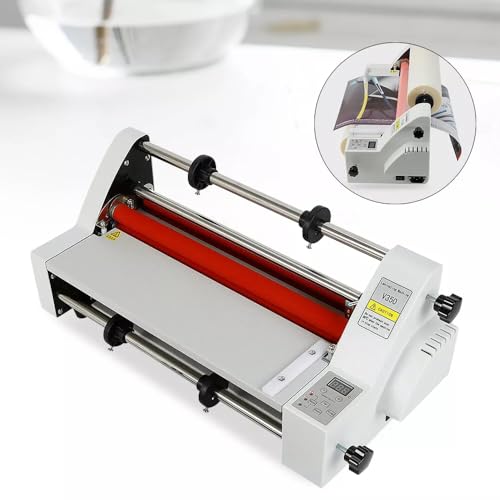 Hot Cold Roll Laminator Single and Double-Sided Heating Mode Laminating Machine Electronic Temperature Control Digital Display Full Mute