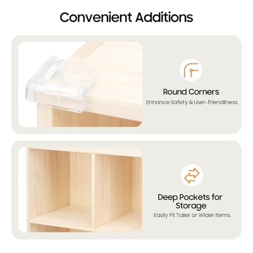 BbqLiaxon 15-Compartment Solid Mobile Cubby Storage Cabinet -Vertical Or Horizontal Bookcase - Open Book Shelf, Rectangular Wood Shelves Cube Shelf for Living Room, Bedroom, Office
