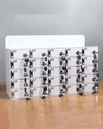 Cell Phone Locker White Acrylic Cell Phone Lockers for Employees, Smartphone Pocket Chart Storage Cabinet with Independent Keys and Locks, 4 6 9 10 12 15 20 25 30 40 50 60 80 100 Slots(10 Slots)