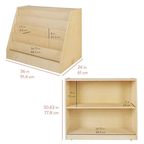 Back2School Express Mobile Double-Sided Book Display with Storage, Natural