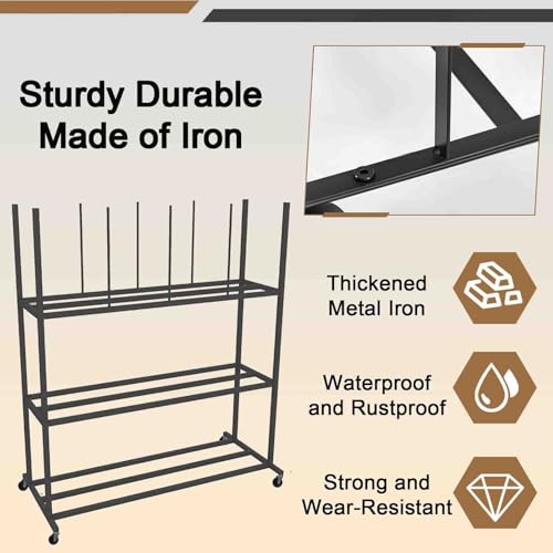 HDYZJQ 2 3 Layer Large Carton Storage Rack, Mobile Carton Cart for Organizing Shipping Boxes/Mailing Packing/Cardboard Box/Corrugated Carton, Space Save(3 Tier)