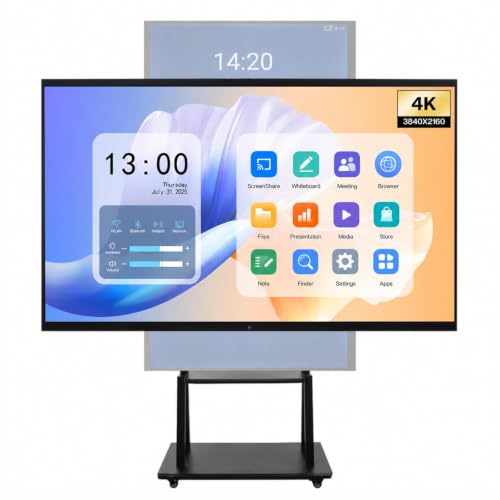 75" 4K Interactive Smart Whiteboard, Touchscreen TV, Digital Whiteboard for Office & Classroom - Android & Windows Dual System, Wireless Screen Sharing for Meetings & Teaching - Wall Bracket Included