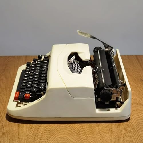 miowakoling Restored Vintage Typewriter That Works – Gift for Authors, Kids & Collectors – Portable Typewriter for On-The-Go Writing(11.8" Lx11.8 Wx3.9 H, Off-White)