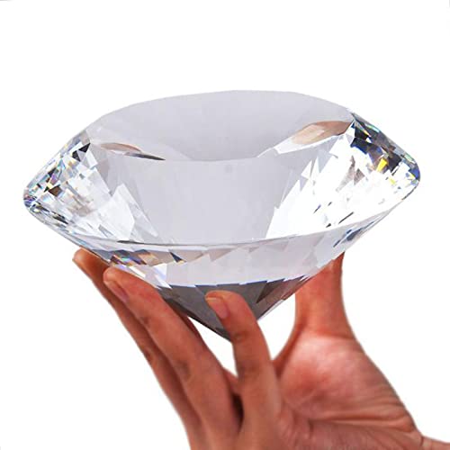 Huge Color Crystal Diamond Paperweight Quartz Crafts Home Wedding Party Decoration Ornaments Figurines Glass Miniature Gifts,Transparent,120mm