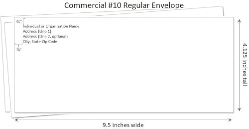 #10 Envelopes Printed With Return Address, Regular White Side Seam with Smooth Finish, Letter Envelopes for Business, Organizations and Personal Use, Gummed Envelopes #10 (1,000)