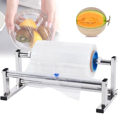 Stainless Steel Stretch Film Dispenser, 20/30/40/50/60/70/80cm, Table Stretch Film Dispenser Packing Machine With Film Slide, Quick&Efficient Film Cutting, for Restaurant, Supermarket, Fruit Shop