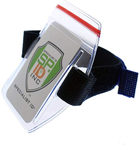 Bulk 25 Pack - Heavy Duty Water Resistant Armband ID Badge Holder with Resealable Red Zip & Rugged Adjustable Arm Band (Perfect Arm Ski Pass Holder for Lift Ticket) Secure Top Load by Specialist ID