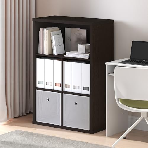 Furinno Cubicle 5-Cube Book Shelf, Extra Thick Frame Bookshelf, Dark Oak