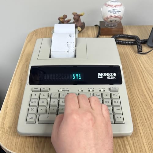 Monroe Systems for Business 6120X Genuine Monroe 12-Digit Print/Display Business Medium-Duty Calculator, Ivory