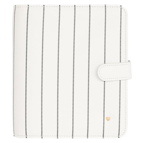 FranklinCovey - Blush Blossoms Planner Love Ring-Bound Binder for FranklinCovey Planners | Simulated Leather - Snap Binder (Compact, Cream Striped)