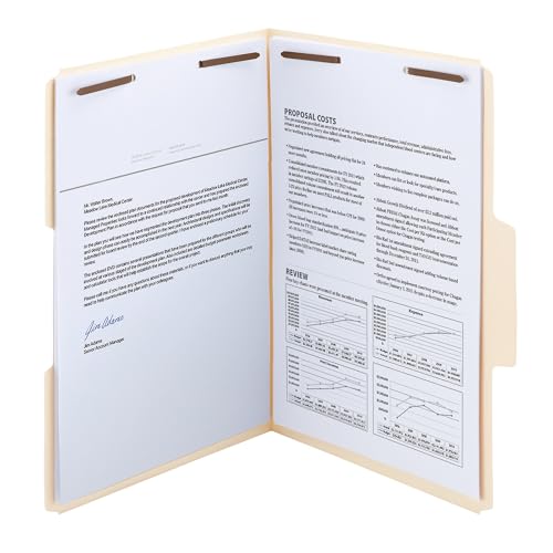 Smead SuperTab® Heavyweight Fastener File Folder, 2 Fasteners, Oversized Reinforced 1/3-Cut Tab, Guide Height, Legal Size, Manila, 50 per Box (19545)