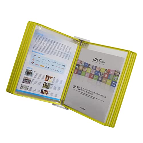 NIKAIDD Catalog Display Rack, Wall-Mount Reference System, 10 Double-Sided Panels, with 20 A4 Letter Sized Pockets, Loose-Leaf Document Storage Display Rack,Folders (Yellow)