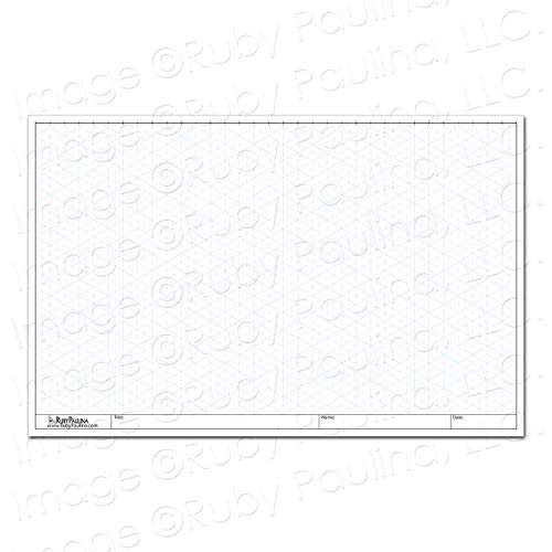 Ruby Paulina 11x17 Isometric Grid Paper, 100 Loose Leaf Tabloid Size Sheets. Fade-Out Blue Ink, 30/60/90 Degree Angles. Ideal for CAD Drafting, 3D Sketching, Engineering, and Art