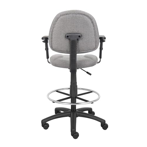 Benzara Jea Drafting Stool Chair, Adjustable, Gray Tweed, Round Footring