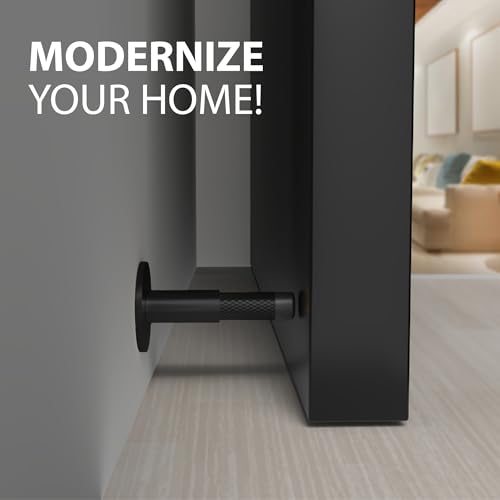 Mega Handles Knurled Baseboard Door Stop Matte Black (3-Pack) - Wall Mount
