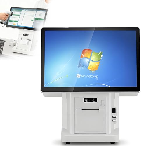 QuinteZhenTially Cash Register Till Small Business,All in One Smart Touch Screen Cash Registers,Resolution 1366 X 768 Touch Screen Monitor,for Supermarkets Apparel Stores Cafes Retail 58mmprinter