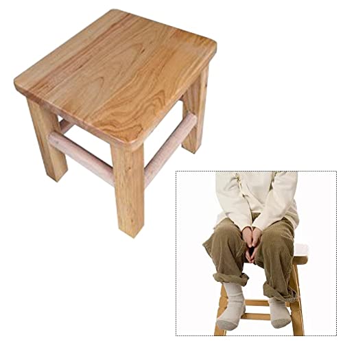 PADZEQ Step Ladder Solid Chair Bathroom Small Wooden Stool Living Room Bedroom Adults Stable with Foot Pad Balcony Indoor