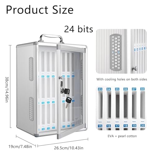 Cell Phone Locker, Cell Phone Locker Box, Wall Mounted Phone Box with Lock Pocket Chart for Classroom(49 * 19 * 36.5CM)