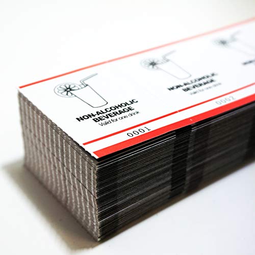 Drink Tickets - Fast & Affordable Non-Alcoholic Tickets by MyZone Printing (Red, 2000)