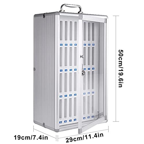 Aluminum Alloy Pocket Chart Storage Cabinet Wall Mounted Clear Cell Phone Cabinet with Portable Handle Key Lock & Handwritten Tags (Color : Silver, Size : 36)