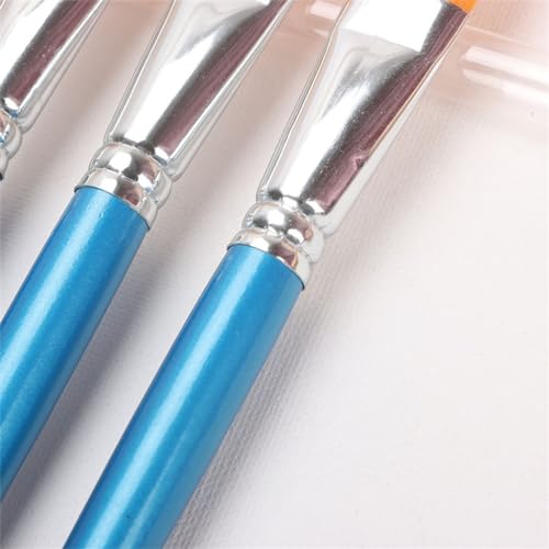 YUANQING Flat Nylon Oil Painting Brush Single Pearl Watercolor Acrylic Oil Brush Wood Rod Gouache Pen