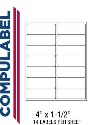 Compulabel Mailing Labels for Laser and Inkjet Printers, 4 x 1 1/2 Inches, Permanent Adhesive, 14 per Sheet, 1000 Sheets per Carton