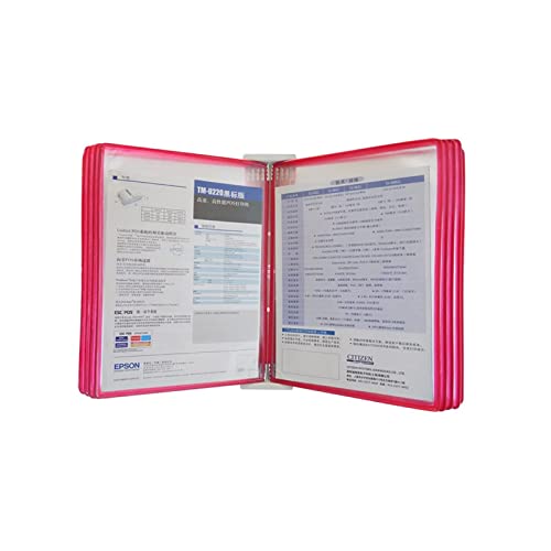 NUHSLF Wall Mount Reference Organizer - Catalog Display Rack, 10 Double Sided Flip Display Folder, Folder Binder, Desktop and Wall Display, for Display A4 Documents Panels (Red)