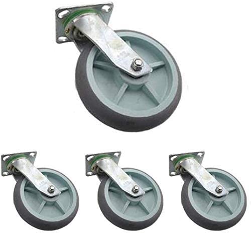 4X Heavy Duty Casters/Castor 4in/5in Silent Swivel Casters/Brake Casters/Directional Casters with Top Plate Double Bearing Single Wheel Load 230-280KG (Color : E Size : 125mm) (D 100mm)